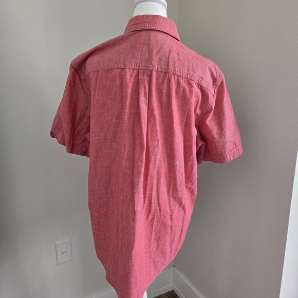 Chaps Mens Coastland Wash Chambray Light Pink Large Button-Up Shirt - Picture 2 of 12